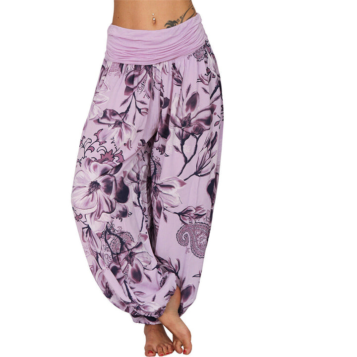 Pantalones de yoga para mujer con diseño de hojas de flores y piedras de Buddha Stones - Púrpura - US20，UK/AU24，EU52 (5XL) - image 16