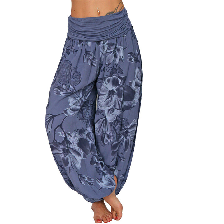 Pantalones de yoga para mujer con diseño de hojas de flores y piedras de Buddha Stones - Azul real - US20，UK/AU24，EU52 (5XL) - image 22
