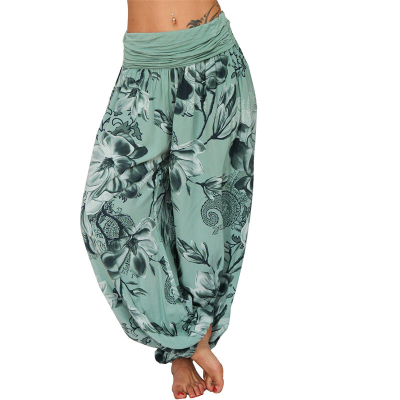 Pantalones de yoga para mujer con diseño de hojas de flores y piedras de Buddha Stones - Verde - US20，UK/AU24，EU52 (5XL) - image 28