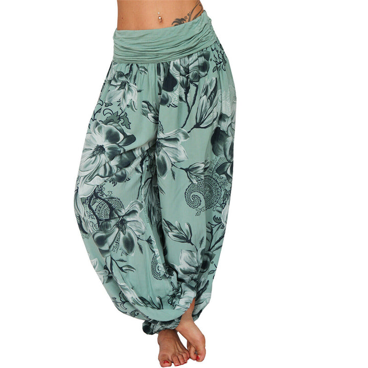 Pantalones de yoga para mujer con diseño de hojas de flores y piedras de Buddha Stones - Verde - US20，UK/AU24，EU52 (5XL) - image 28