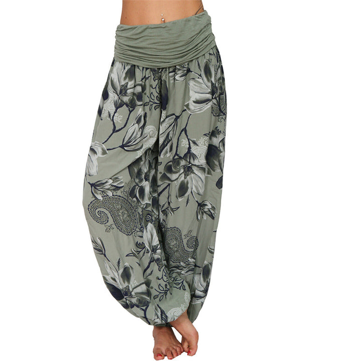 Pantalones de yoga para mujer con diseño de hojas de flores y piedras de Buddha Stones - Verde militar - US20，UK/AU24，EU52 (5XL) - image 31