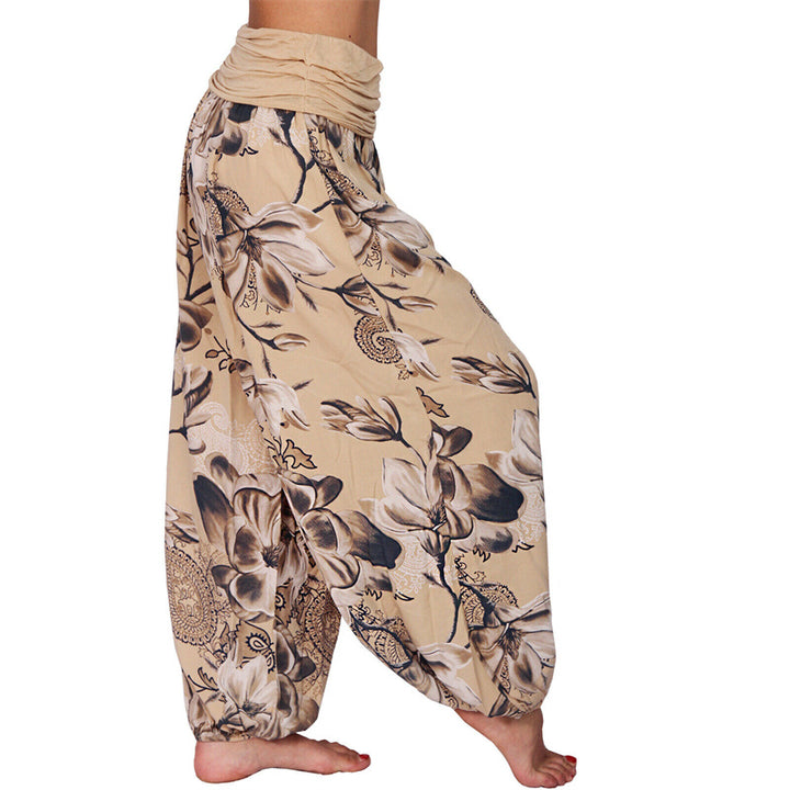 Pantalones de yoga para mujer con diseño de hojas de flores y piedras de Buddha Stones - image 8