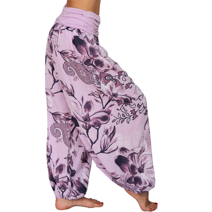 Pantalones de yoga para mujer con diseño de hojas de flores y piedras de Buddha Stones - image 17