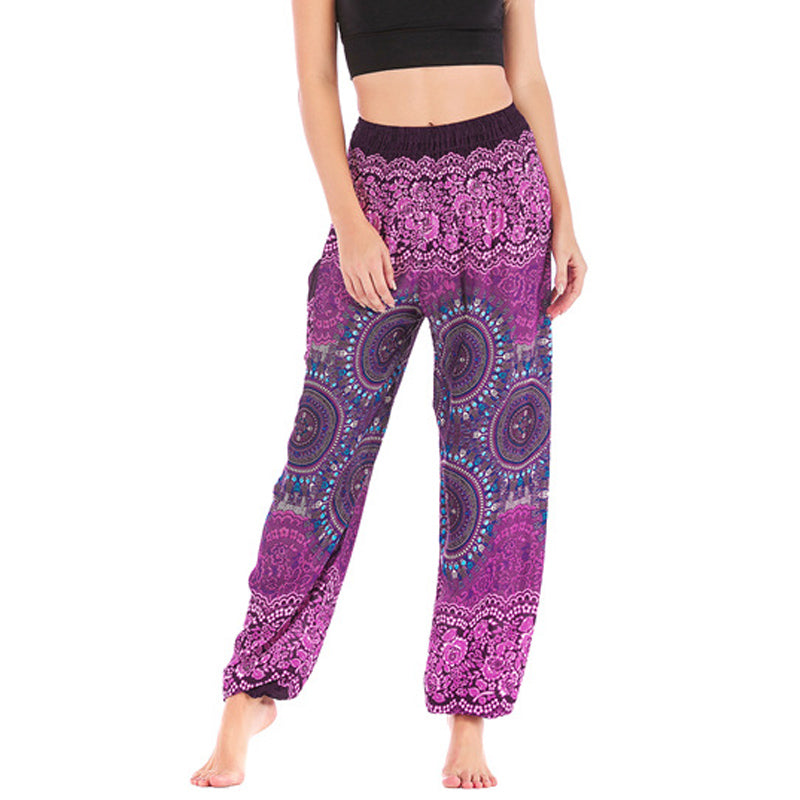 Buddha Stones Boho Pantalones Harem Sueltos Pantalones de Yoga para Mujer - Morado - US2-8/10，UK/AU6-12/14，EU34-40/42 (F) - image 1
