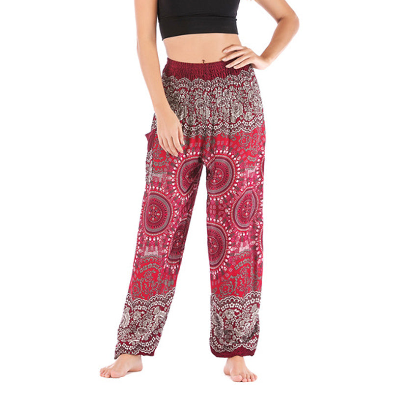 Buddha Stones Boho Pantalones Harem Sueltos Pantalones de Yoga para Mujer - Rojo - US2-8/10，UK/AU6-12/14，EU34-40/42 (F) - image 23