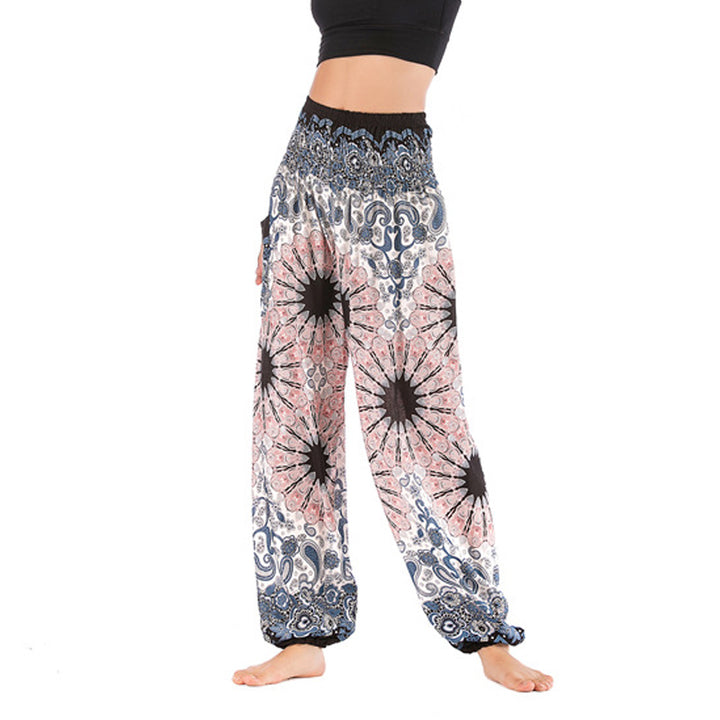 Pantalones de yoga para mujer con estampado geométrico de mandala y piedras de Buddha Stones - Beige - US2-8/10，UK/AU6-12/14，EU34-40/42 (F) - image 1