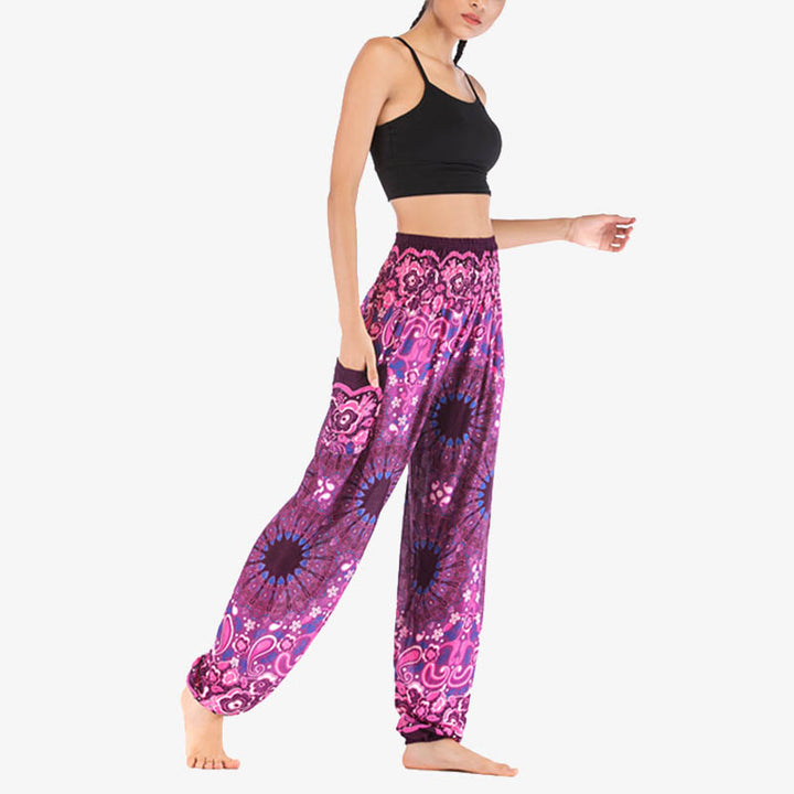 Pantalones de yoga para mujer con estampado geométrico de mandala y piedras de Buddha Stones - image 43
