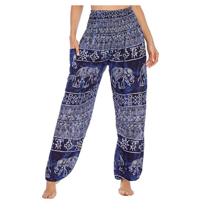 Pantalones de yoga para mujer con estampado de elefante y Buddha Stones, sueltos, informales, de cintura alta - Elefante Azul - US2-8/10，UK/AU6-12/14，EU34-40/42 (F) - image 20