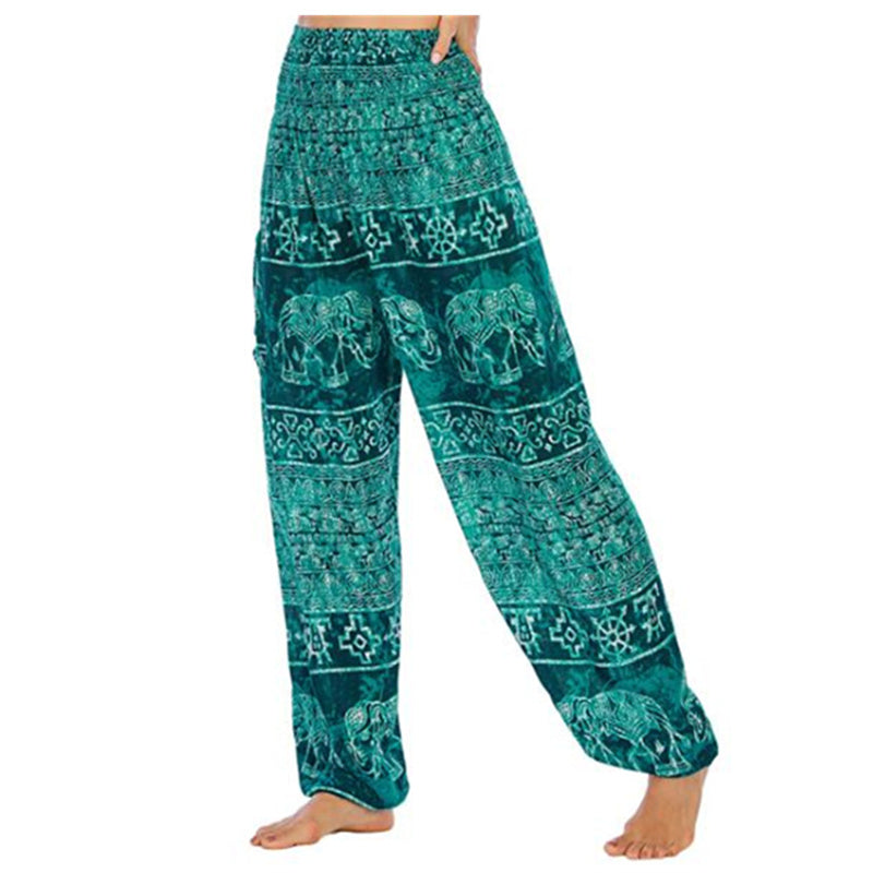 Pantalones de yoga para mujer con estampado de elefante y Buddha Stones, sueltos, informales, de cintura alta - Elefante Verde - US2-8/10，UK/AU6-12/14，EU34-40/42 (F) - image 14