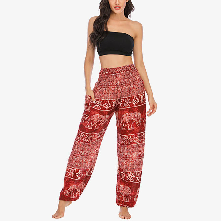 Pantalones de yoga para mujer con estampado de elefante y Buddha Stones, sueltos, informales, de cintura alta - image 12