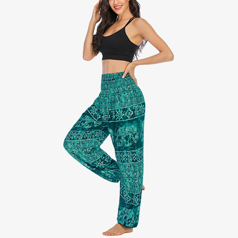 Pantalones de yoga para mujer con estampado de elefante y Buddha Stones, sueltos, informales, de cintura alta - image 18