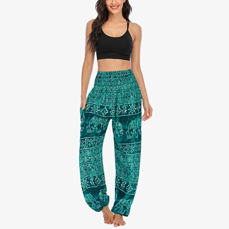 Pantalones de yoga para mujer con estampado de elefante y Buddha Stones, sueltos, informales, de cintura alta - image 15