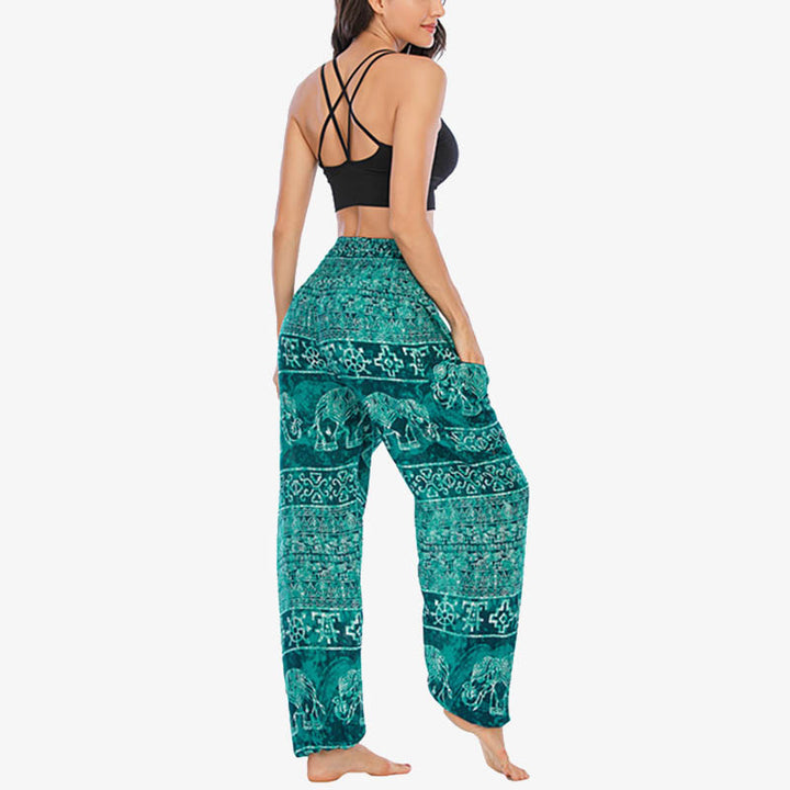 Pantalones de yoga para mujer con estampado de elefante y Buddha Stones, sueltos, informales, de cintura alta - image 19