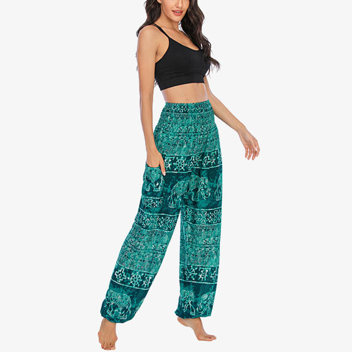 Pantalones de yoga para mujer con estampado de elefante y Buddha Stones, sueltos, informales, de cintura alta - image 17