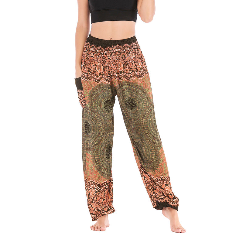 Pantalones de yoga para mujer con estampado geométrico redondo de Buddha Stones, sueltos, informales, de cintura alta - Verde claro - US2-8/10，UK/AU6-12/14，EU34-40/42 (F) - image 38