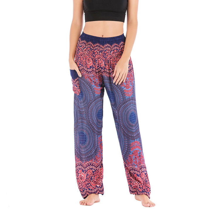 Pantalones de yoga para mujer con estampado geométrico redondo de Buddha Stones, sueltos, informales, de cintura alta - Azul: US2-8/10，UK/AU6-12/14，EU34-40/42 (F) - image 30