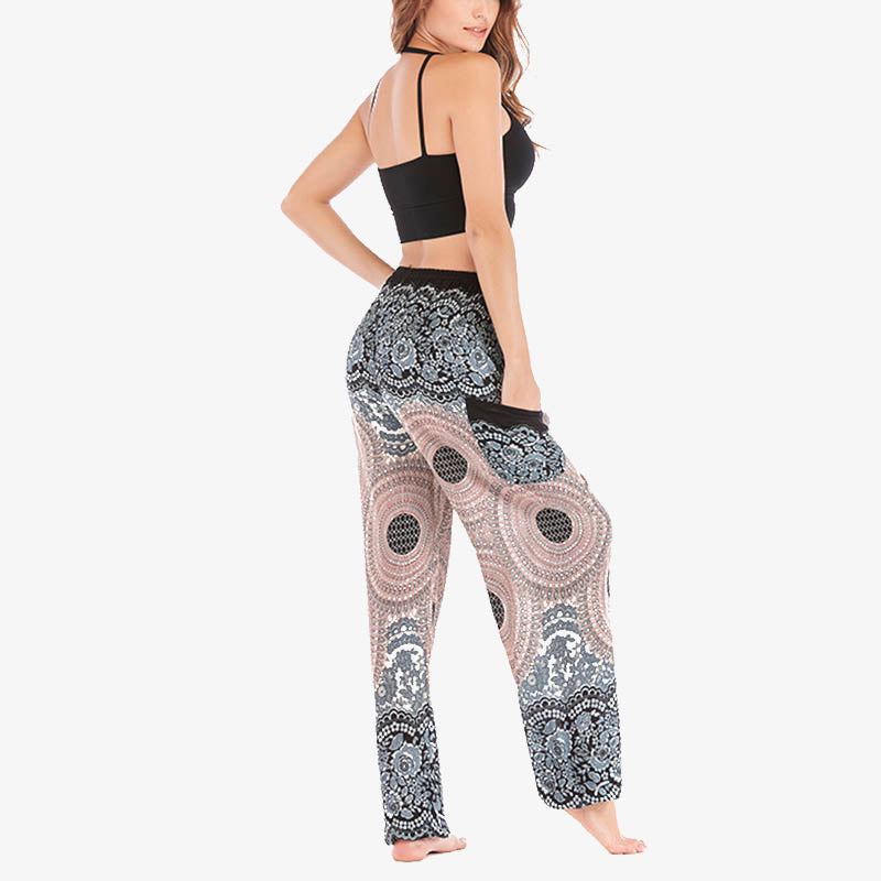Pantalones de yoga para mujer con estampado geométrico redondo de Buddha Stones, sueltos, informales, de cintura alta - image 19