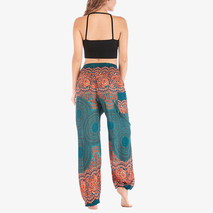 Pantalones de yoga para mujer con estampado geométrico redondo de Buddha Stones, sueltos, informales, de cintura alta - image 23
