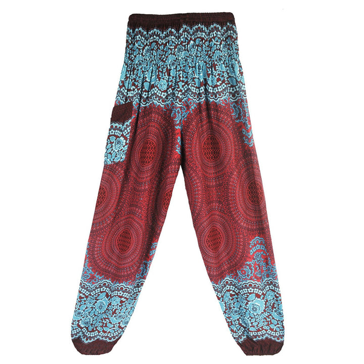 Pantalones de yoga para mujer con estampado geométrico redondo de Buddha Stones, sueltos, informales, de cintura alta - image 5