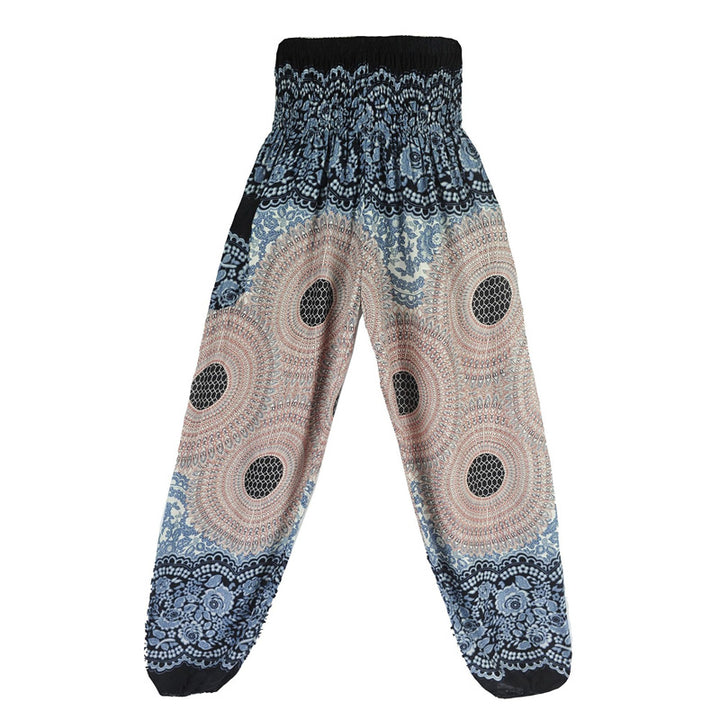 Pantalones de yoga para mujer con estampado geométrico redondo de Buddha Stones, sueltos, informales, de cintura alta - image 13