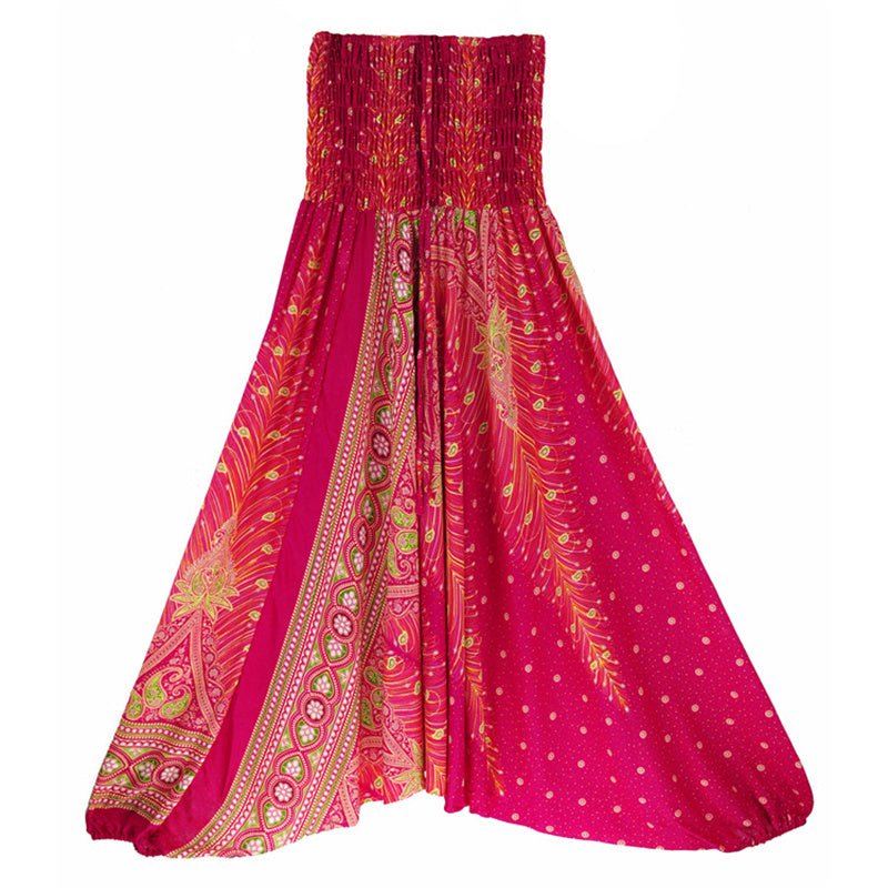 Mono de yoga para mujer con estampado geométrico de plumas y dos estilos de Buddha Stones - Pavo real rojo rosa - US2-12, UK/AU6-16, EU34-44 (F) - image 10