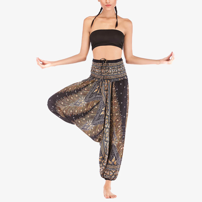 Mono de yoga para mujer con estampado geométrico de plumas y dos estilos de Buddha Stones - image 19