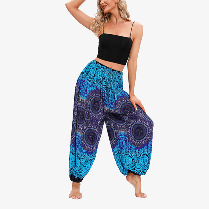 Pantalones de yoga para mujer con Buddha Stones, redondos, geométricos, florales, sueltos