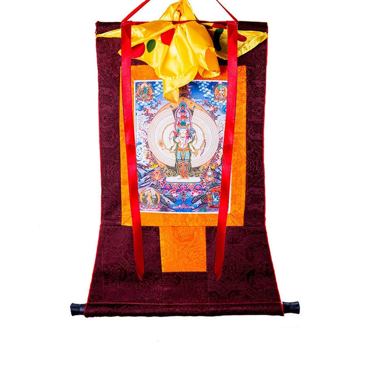 Buddha Stones tibetanas de mil manos Avalokitesvara enmarcadas decoración de bendición Thangka - 2 metros - image 0