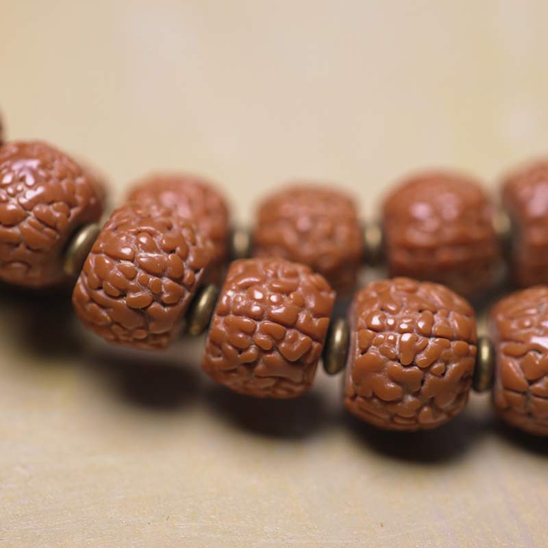 108 cuentas de Mala Rudraksha, semilla Bodhi, cuentas Dzi, pulsera de borlas de buena suerte