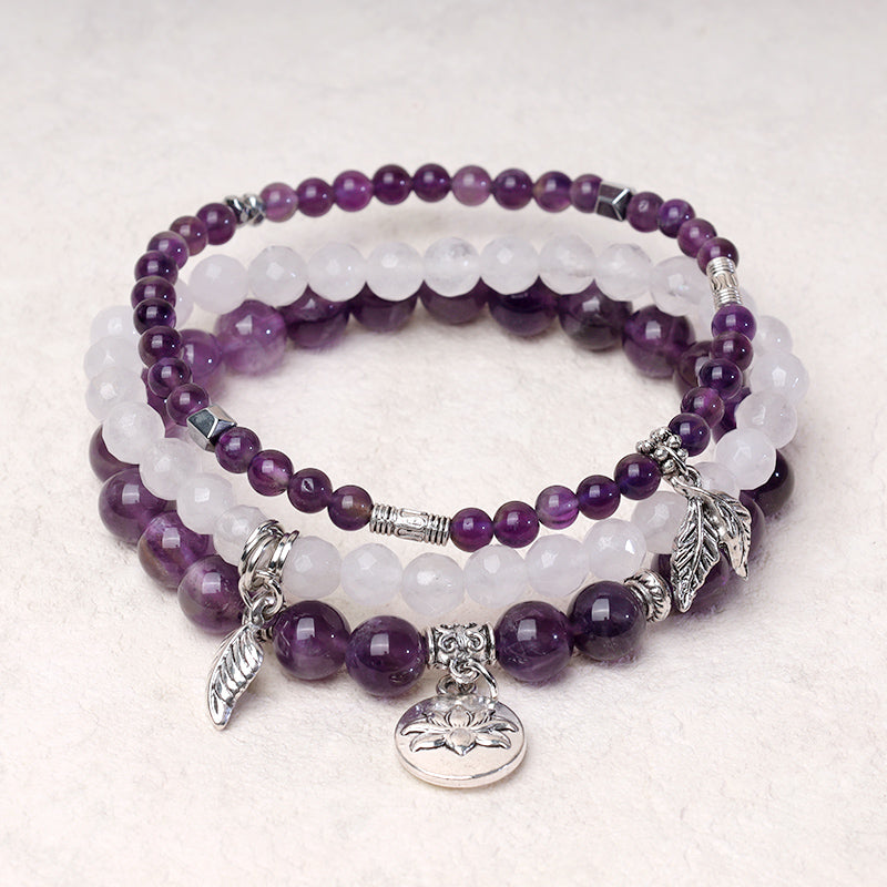 Pulsera de loto de energía curativa con cuentas de cristal de cuarzo natural, 3 uds., Buddha Stones - image 2
