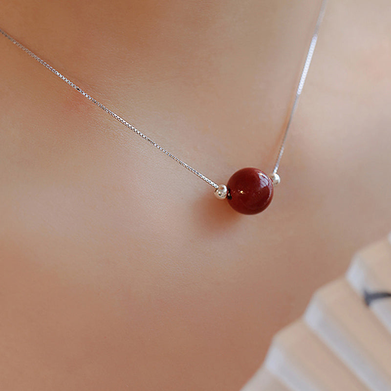 Colgante de collar con cuentas de cinabrio de plata de ley 925 con Buddha Stones - image 6