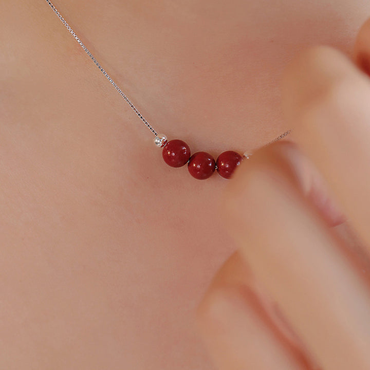 Colgante de collar con cuentas de cinabrio de plata de ley 925 con Buddha Stones - image 2