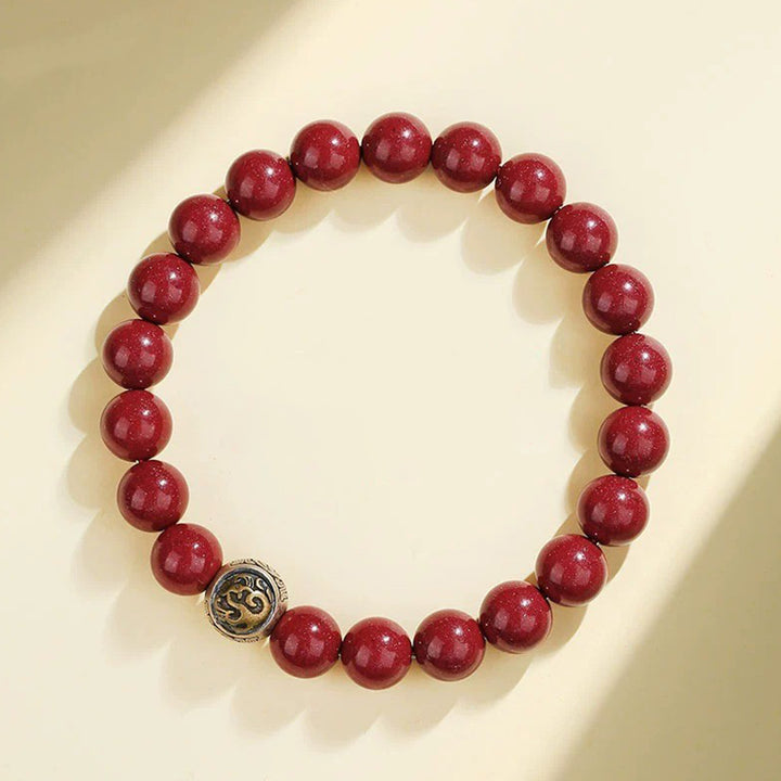 Pulsera de bendición de las cuatro bestias con cinabrio natural de plata de ley 925 con Buddha Stones - 8 mm - Pájaro bermellón (circunferencia de muñeca 14-16 cm) - image 8