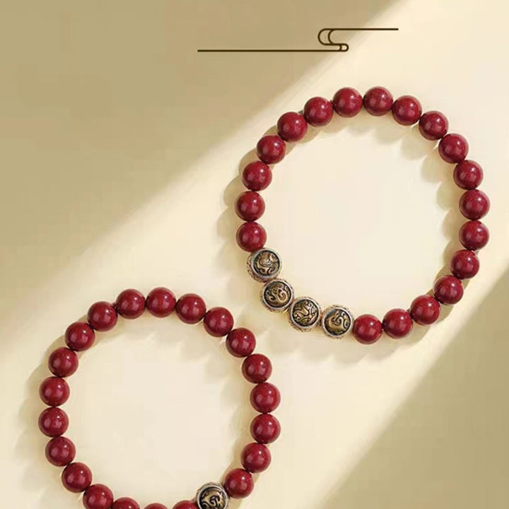Pulsera de bendición de las cuatro bestias con cinabrio natural de plata de ley 925 con Buddha Stones - image 21