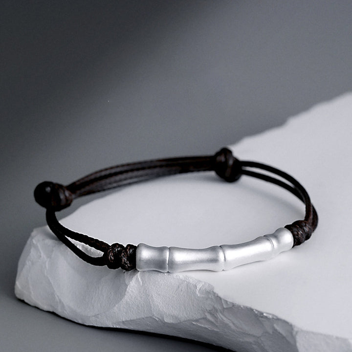 Pulsera trenzada de cuerda de la suerte con patrón de hueso de plata de ley 999 con Buddha Stones - Cuerda negra (circunferencia de la muñeca: 14-23 cm) - image 4