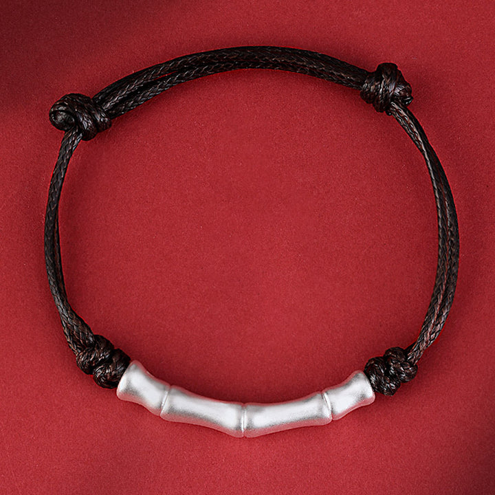 Pulsera trenzada de cuerda de la suerte con patrón de hueso de plata de ley 999 con Buddha Stones - image 7