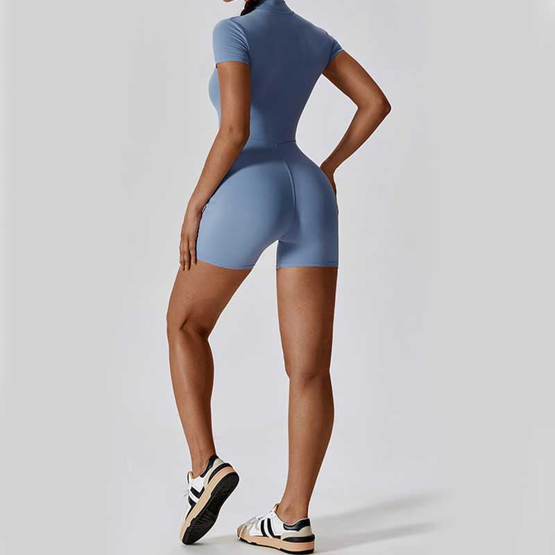 Mono de manga corta con cremallera elástica alta con Buddha Stones , mono deportivo para mujer, Yoga y Fitness - image 5