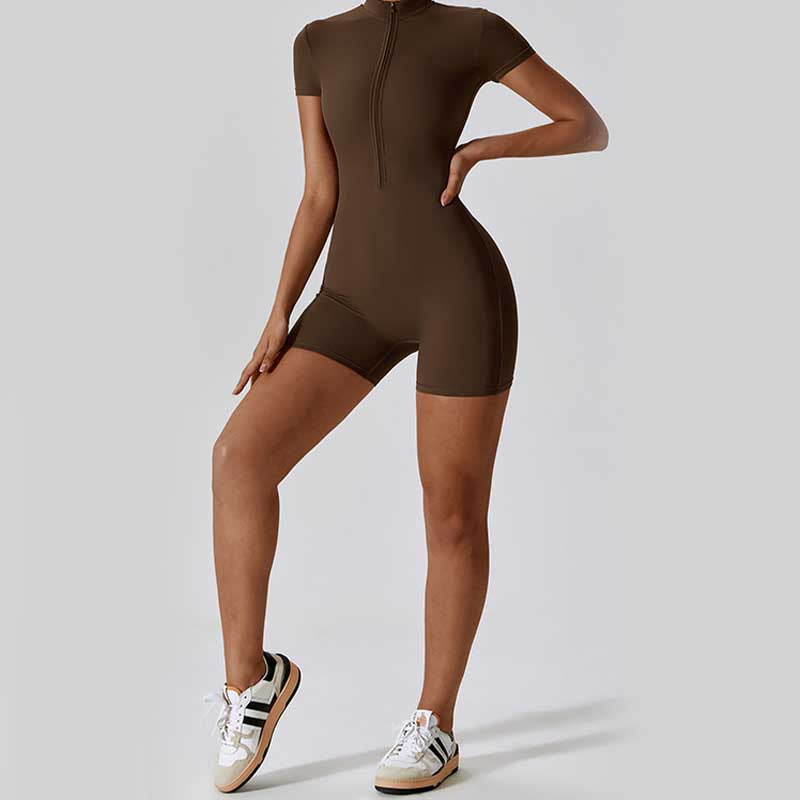 Mono de manga corta con cremallera elástica alta con Buddha Stones , mono deportivo para mujer, Yoga y Fitness - image 28