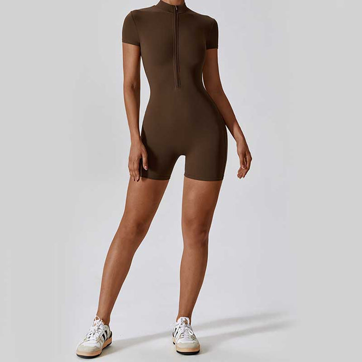 Mono de manga corta con cremallera elástica alta con Buddha Stones , mono deportivo para mujer, Yoga y Fitness - image 27