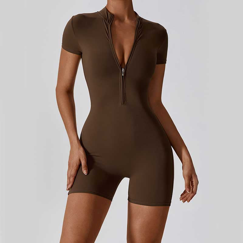 Mono de manga corta con cremallera elástica alta con Buddha Stones , mono deportivo para mujer, Yoga y Fitness - image 25