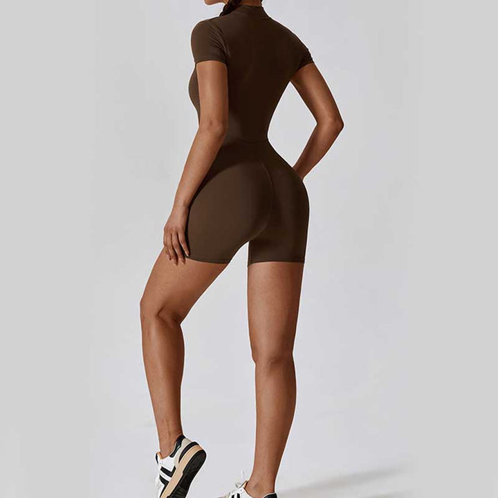 Mono de manga corta con cremallera elástica alta con Buddha Stones , mono deportivo para mujer, Yoga y Fitness - image 29