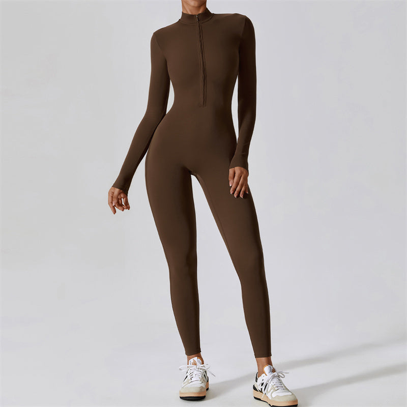 Buddha Stones Mujer Cremallera Manga Larga Shapewear Mono Deportes Fitness Yoga Body - image 1