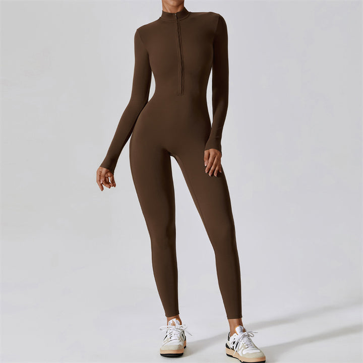 Buddha Stones Mujer Cremallera Manga Larga Shapewear Mono Deportes Fitness Yoga Body - image 1