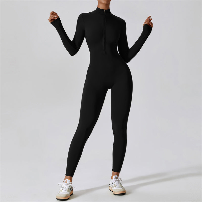 Buddha Stones Mujer Cremallera Manga Larga Shapewear Mono Deportes Fitness Yoga Body - Negro - US8-10, UK/AU12-14, EU40-42 (XL) - image 11