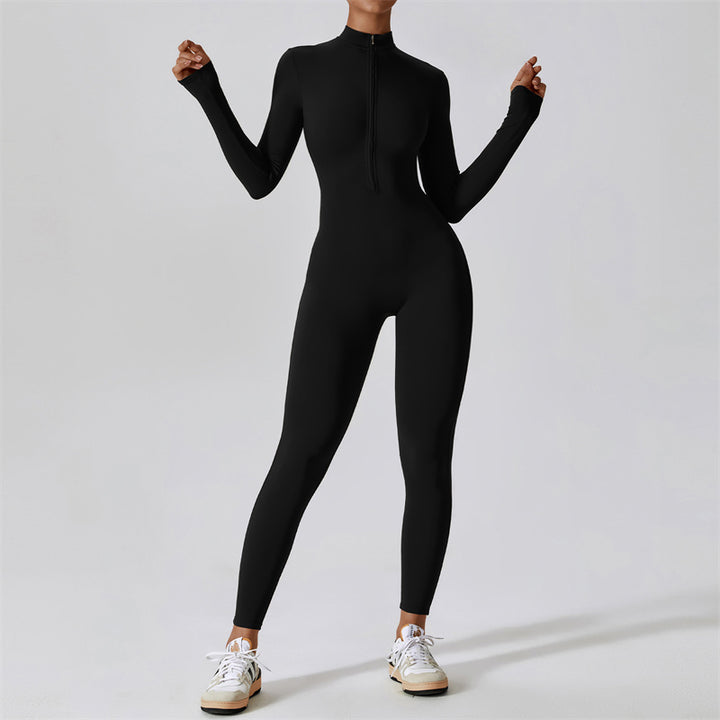 Buddha Stones Mujer Cremallera Manga Larga Shapewear Mono Deportes Fitness Yoga Body - Negro - US8-10, UK/AU12-14, EU40-42 (XL) - image 11