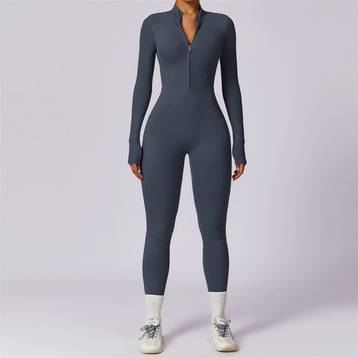 Buddha Stones Mujer Cremallera Manga Larga Shapewear Mono Deportes Fitness Yoga Body - Azul oscuro - US8-10, UK/AU12-14, EU40-42 (XL) - image 38