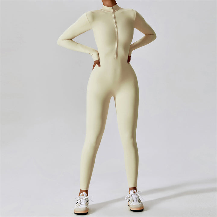 Buddha Stones Mujer Cremallera Manga Larga Shapewear Mono Deportes Fitness Yoga Body - Beige - US8-10, UK/AU12-14, EU40-42 (XL) - image 29