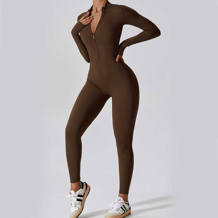 Buddha Stones Mujer Cremallera Manga Larga Shapewear Mono Deportes Fitness Yoga Body - image 2
