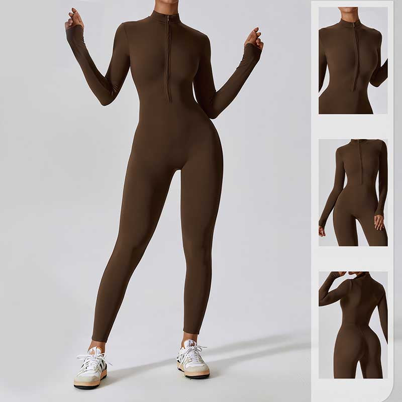 Buddha Stones Mujer Cremallera Manga Larga Shapewear Mono Deportes Fitness Yoga Body - image 9