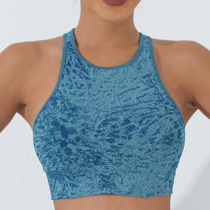 Buddha Stones Sin Costuras Fitness Crop Tank Top Cintura Alta Polainas Pantalones Deportes Gimnasio Yoga Trajes - Depósito de cultivo - Azul - US6, UK/AU10, EU38 (L)  - image 17